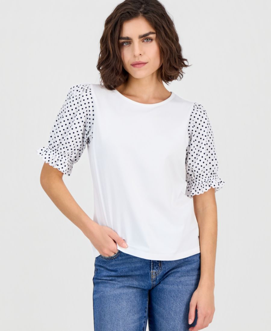 Женская блузка с круглым вырезом и контрастными рукавами-фонариками Nautica Jeans, Bright White
Женская блузка с круглым вырезом и контрастными рукавами-фонариками Nautica Jeans, Bright White