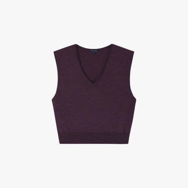 Безрукавка Soeur из мериносовой шерсти с V-образным вырезом, фиолетовый
Безрукавка Soeur из мериносовой шерсти с V-образным вырезом, фиолетовый