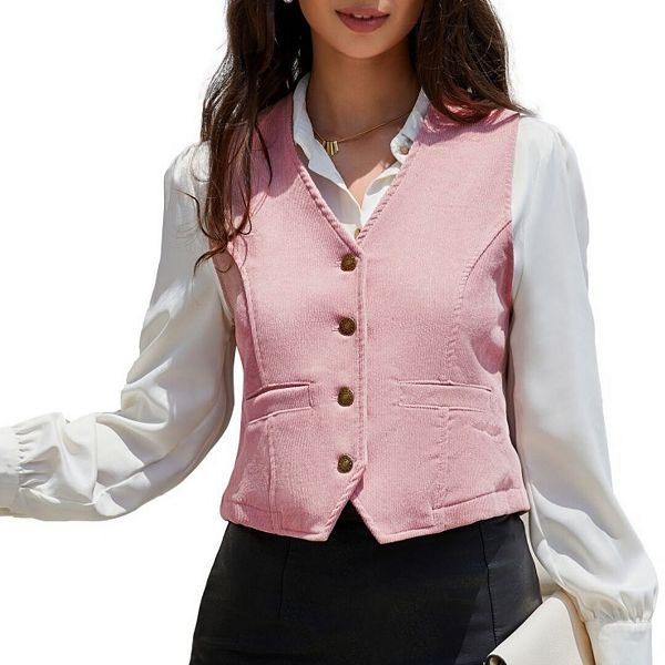 Женский жилет без рукавов с V-образным вырезом и застежкой на пуговицы Yesfashion, Pink
Женский жилет без рукавов с V-образным вырезом и застежкой на пуговицы Yesfashion, Pink