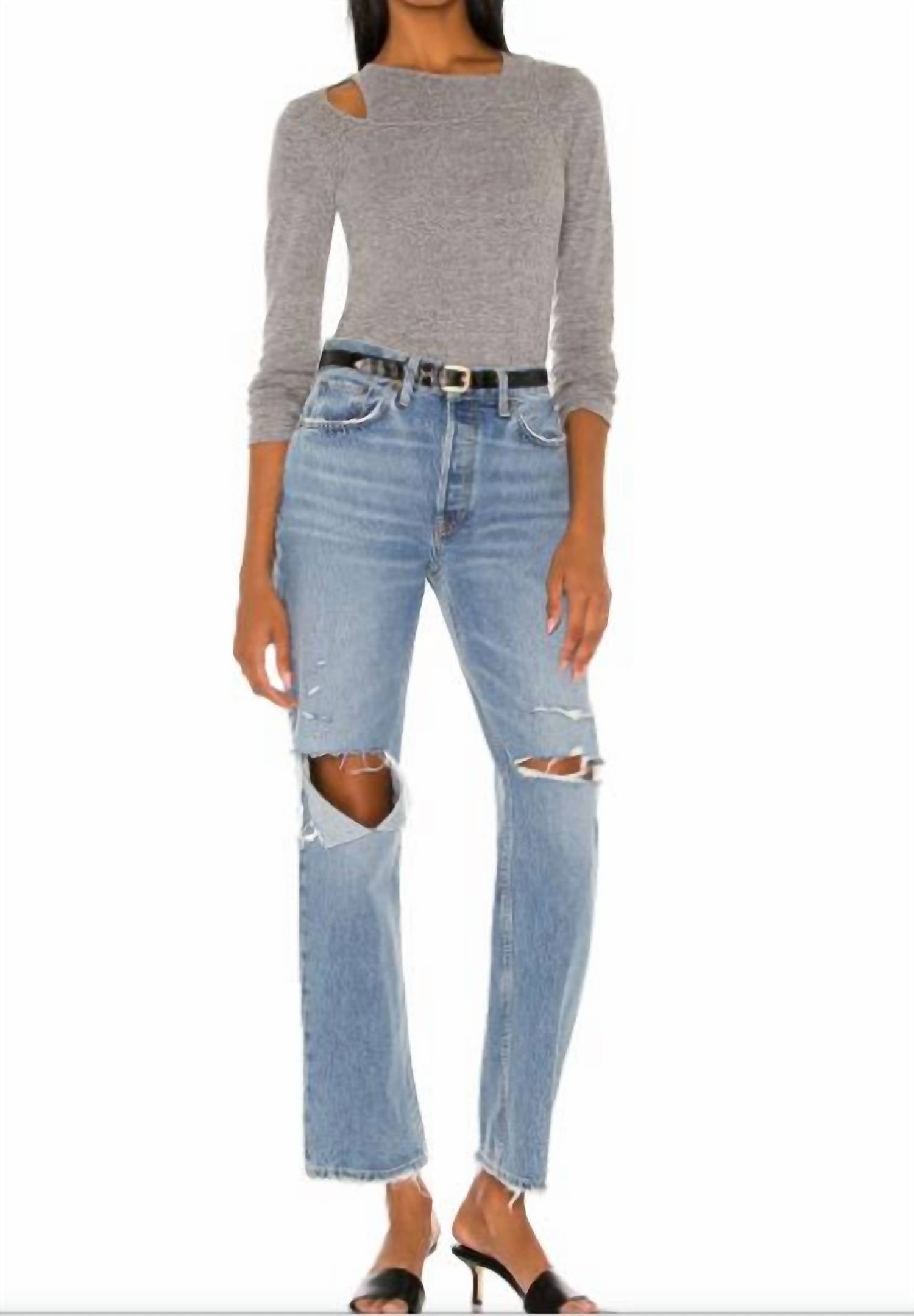 Асимметричный топ с длинными рукавами серого цвета Monrow
Асимметричный топ с длинными рукавами серого цвета Monrow