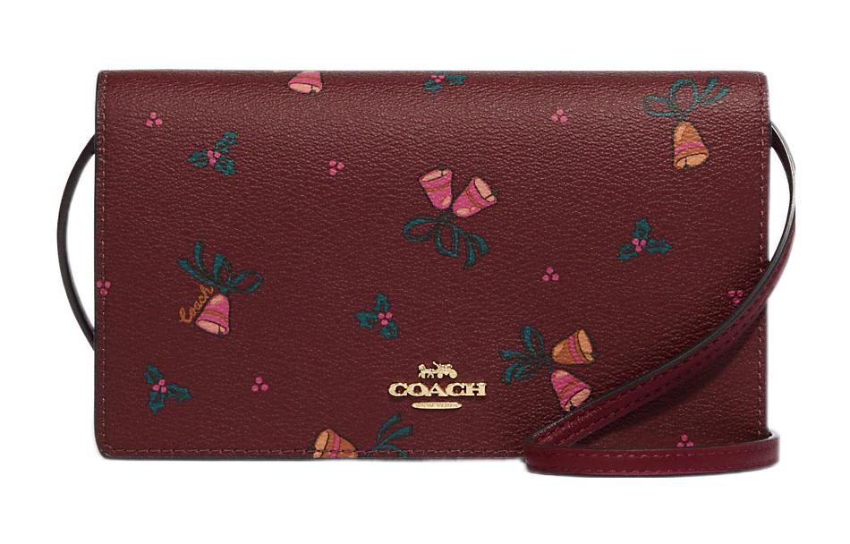 Кожаная сумка Anna с покрытым холстом, ручная наплечная, через плечо Trumpets женская вишнево-красная COACH