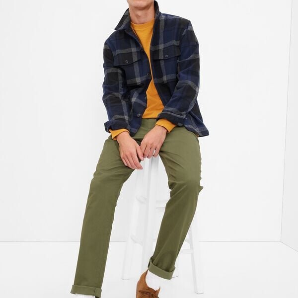 Облегающие брюки из эластичного хлопка Gap, зеленый 
Облегающие брюки из эластичного хлопка Gap, зеленый