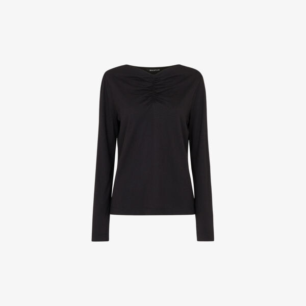 Топ из хлопка и модала со сборками и V-образным вырезом Whistles, черный
Топ из хлопка и модала со сборками и V-образным вырезом Whistles, черный