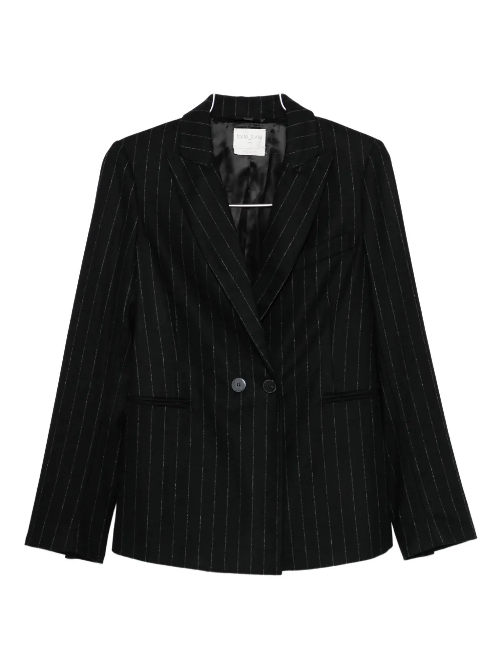 Двойной двубортный пиджак в тонкую полоску Forte Forte, черный
Двойной двубортный пиджак в тонкую полоску Forte Forte, черный