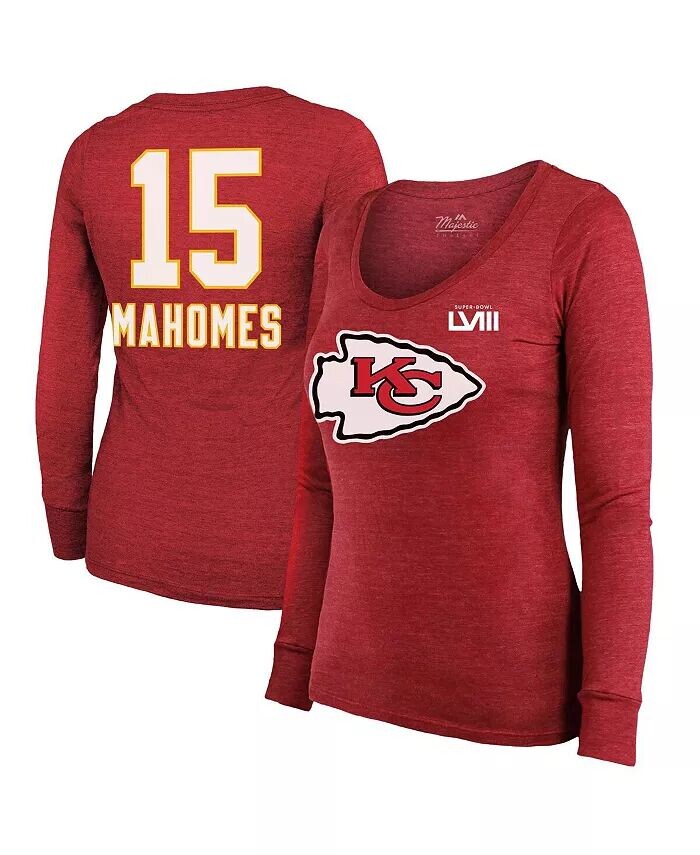 Женские нитки Патрика Махоумса Красная футболка Kansas City Chiefs Super Bowl LVIII с надписью и номером Футболка Tri-Blend с длинными рукавами Majestic, красный
Женские нитки Патрика Махоумса Красная футболка Kansas City Chiefs Super Bowl LVIII с надписью и номером Футболка Tri-Blend с длинными рукавами Majestic, красный
