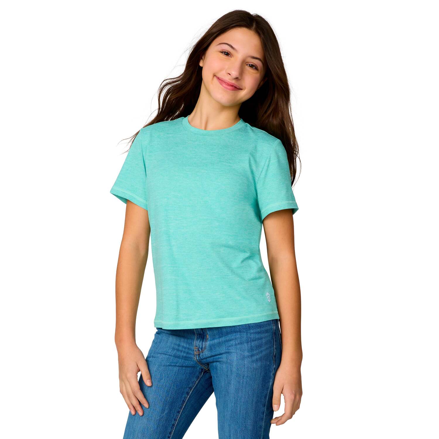 Free Country Girls' Microtech Футболка с круглым вырезом, Seafoam 
Free Country Girls' Microtech Футболка с круглым вырезом, Seafoam