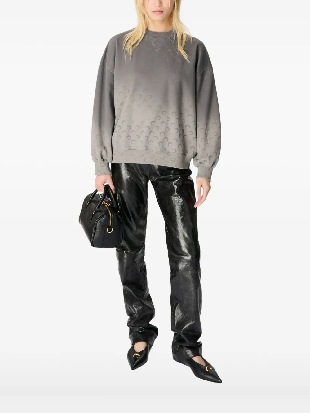 Толстовка с круглым вырезом и эффектом омбре Marine Serre, серый 
Толстовка с круглым вырезом и эффектом омбре Marine Serre, серый