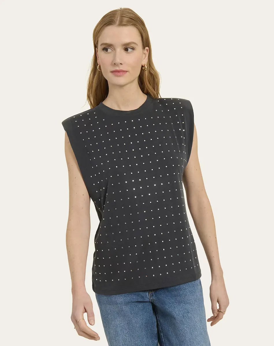 Женская футболка с камнями и плечевыми вставками Naf Naf, черный
Женская футболка с камнями и плечевыми вставками Naf Naf, черный