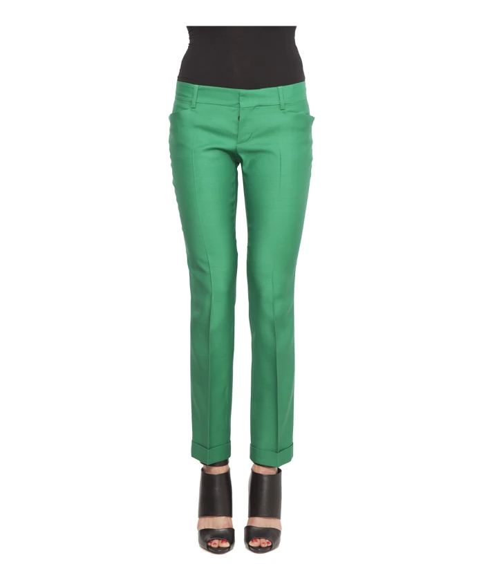 Эластичные брюки из шелка и шерсти Dsquared2, зеленый
Эластичные брюки из шелка и шерсти Dsquared2, зеленый