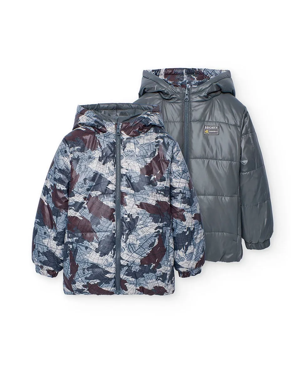 Детский двусторонний пуховик с капюшоном Boboli, серый
Детский двусторонний пуховик с капюшоном Boboli, серый