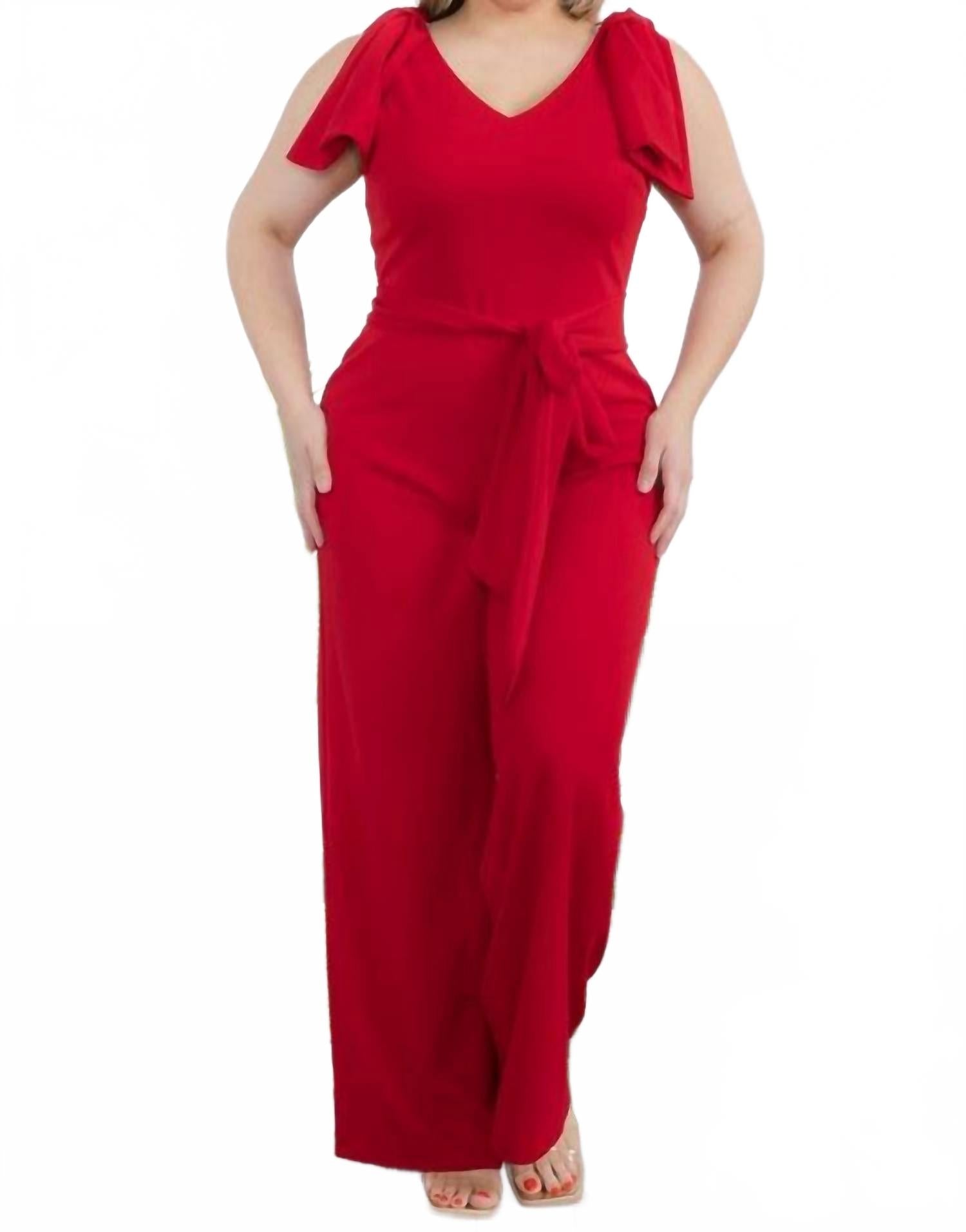 Красный комбинезон без рукавов с бантом на плечах Karen T Design
Красный комбинезон без рукавов с бантом на плечах Karen T Design