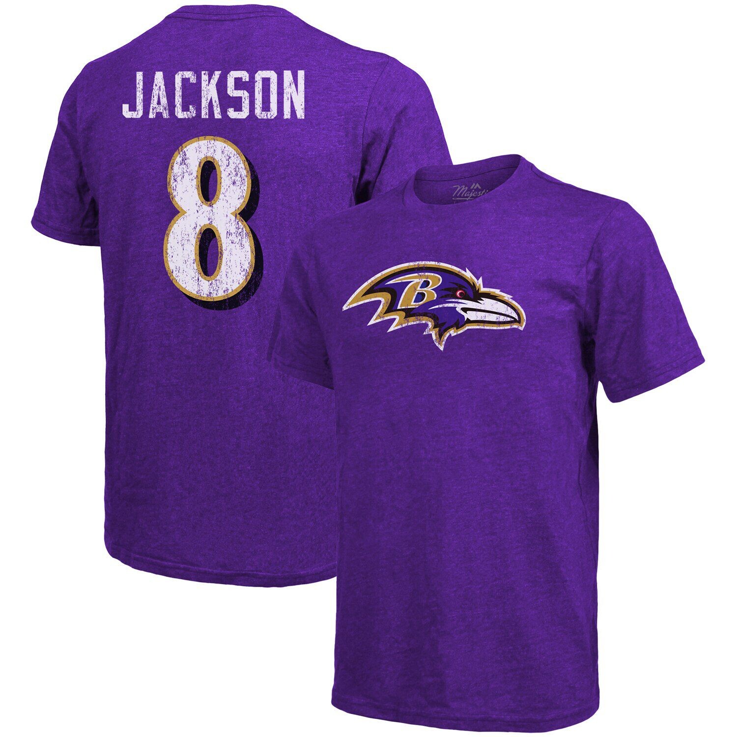 Мужская футболка Lamar Jackson Purple Baltimore Ravens Tri-Blend с именем и номером Majestic
Мужская футболка Lamar Jackson Purple Baltimore Ravens Tri-Blend с именем и номером Majestic
