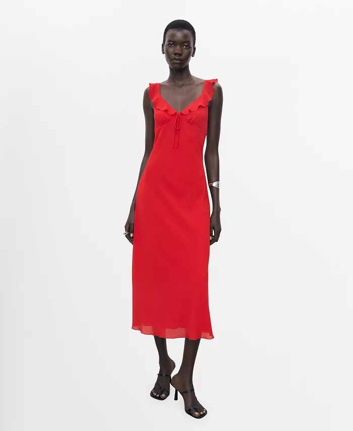 Женское платье миди с воланами на горловине MANGO, красный
Женское платье миди с воланами на горловине MANGO, красный