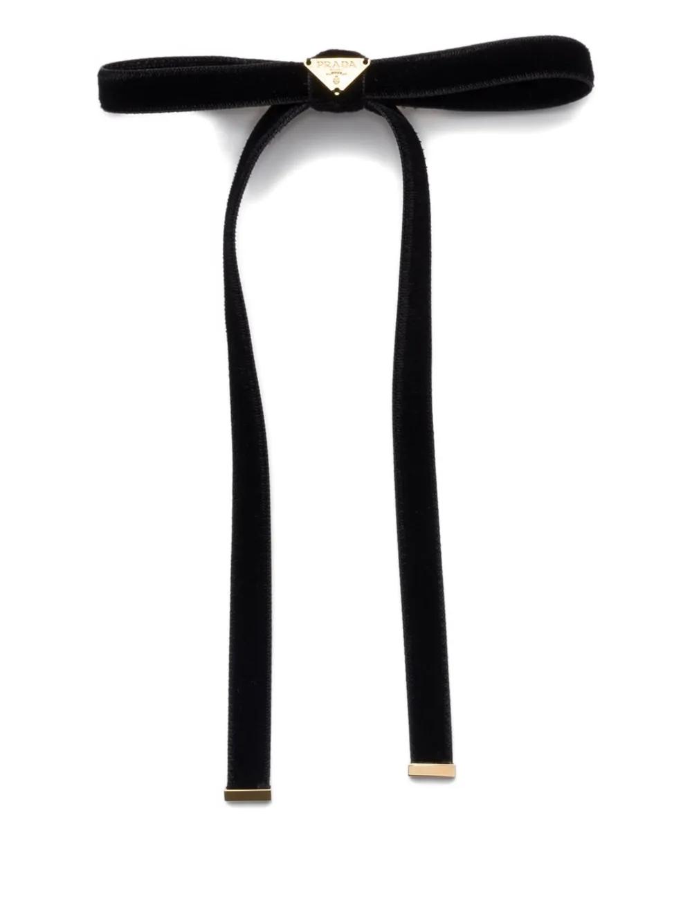 Велюровая заколка с логотипом Prada, черный
Велюровая заколка с логотипом Prada, черный