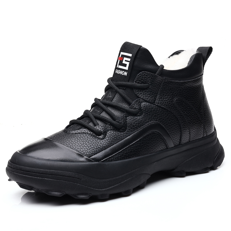 AIBAOLUO Теплые нескользящие короткие зимние ботинки мужские черные 
AIBAOLUO Теплые нескользящие короткие зимние ботинки мужские черные