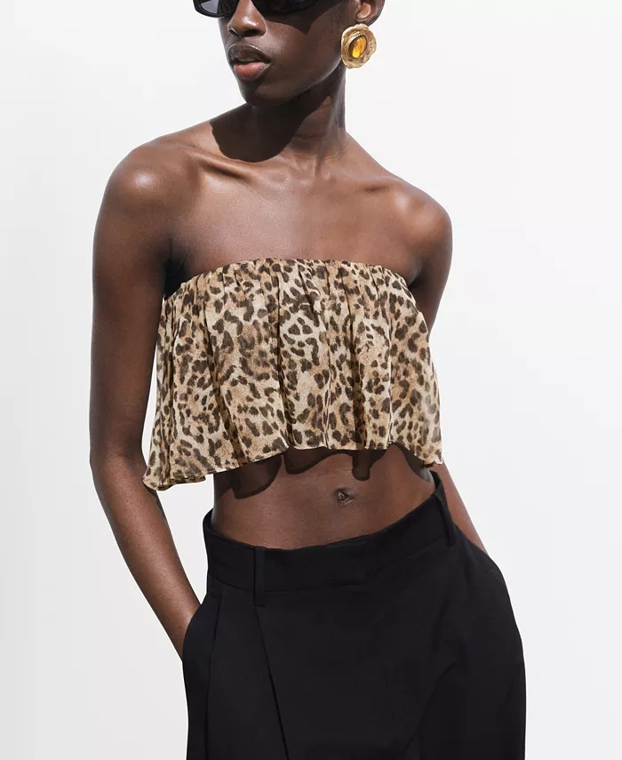 Женский укороченный топ с леопардовым принтом MANGO, коричневый
Женский укороченный топ с леопардовым принтом MANGO, коричневый