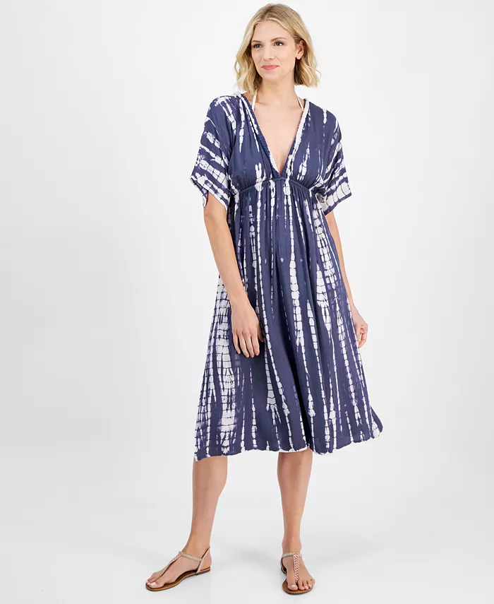 Женское платье-накидка с V-образным вырезом, украшенное плетеной отделкой в технике тай-дай Raviya, синий
Женское платье-накидка с V-образным вырезом, украшенное плетеной отделкой в технике тай-дай Raviya, синий