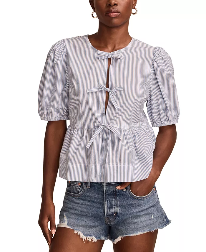 Женская блузка-бэбидолл Flyaway с запахом из хлопка Lucky Brand, синий
Женская блузка-бэбидолл Flyaway с запахом из хлопка Lucky Brand, синий