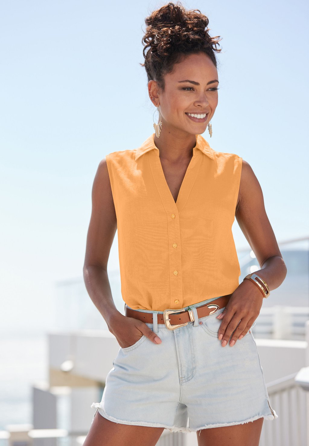 Блузка на пуговицах Top LASCANA, оранжевый
Блузка на пуговицах Top LASCANA, оранжевый