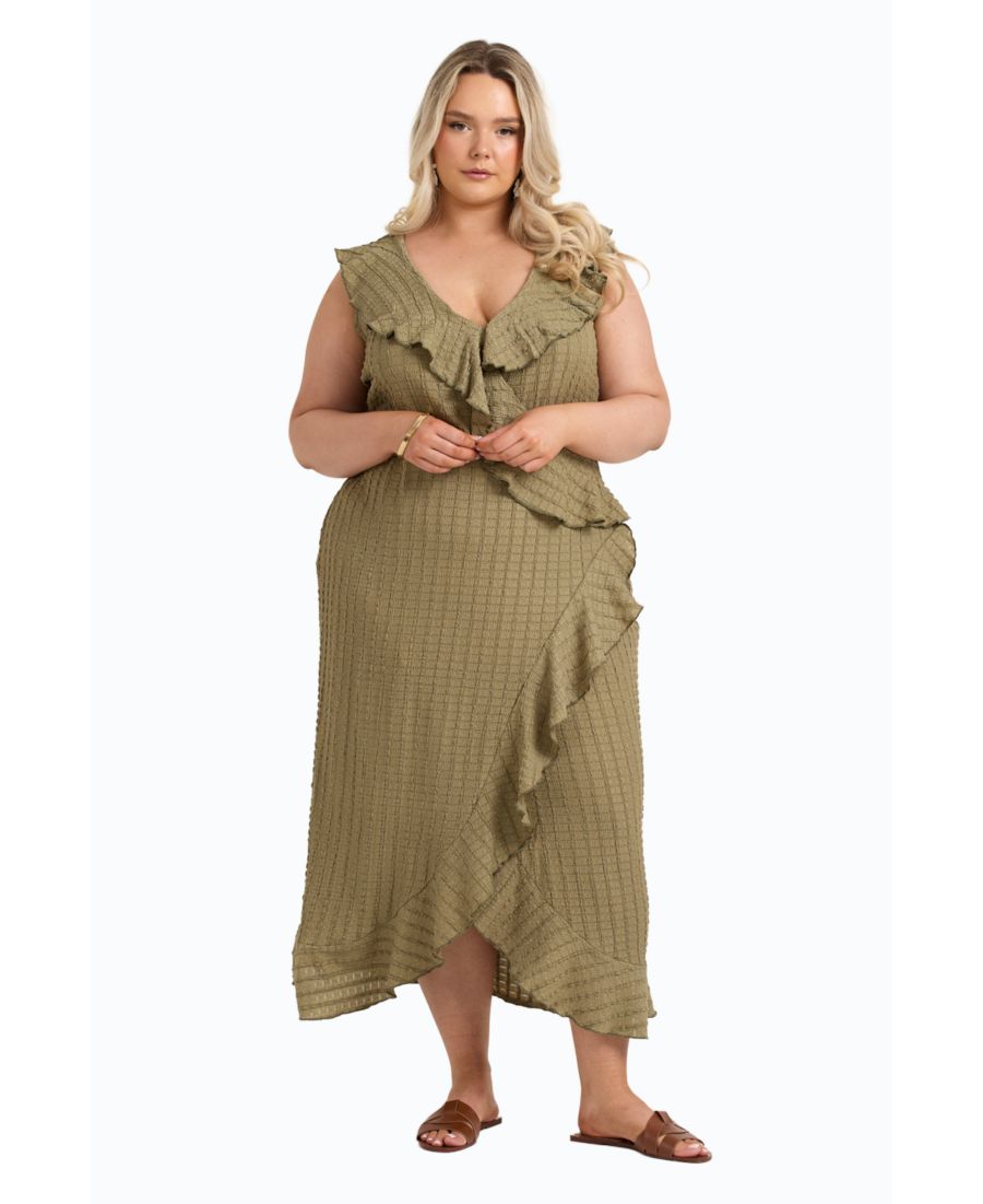 Женское миди-платье без рукавов с оборками и запахом FASHION-SZN CURVE, Khaki
Женское миди-платье без рукавов с оборками и запахом FASHION-SZN CURVE, Khaki