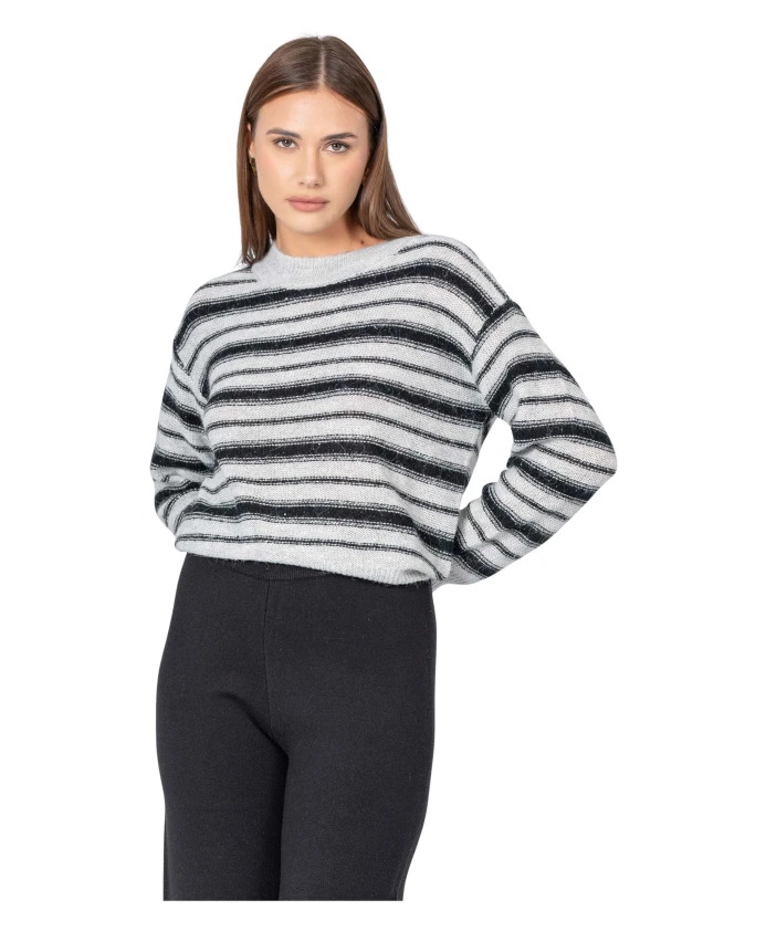 Классический полосатый свитер с круглым вырезом Kocca, серый
Классический полосатый свитер с круглым вырезом Kocca, серый