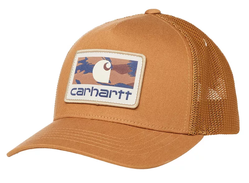 Мужская парусиновая кепка Carhartt с камуфляжной нашивкой и сетчатой спинкой, цвет Carhartt Brown
Мужская парусиновая кепка Carhartt с камуфляжной нашивкой и сетчатой спинкой, цвет Carhartt Brown