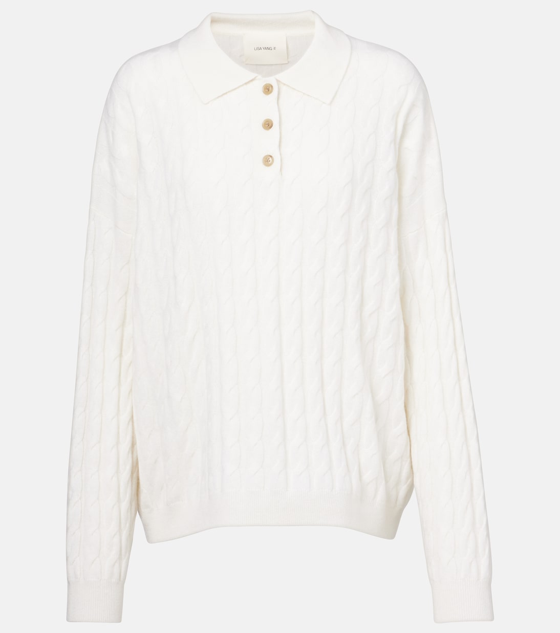 Кашемировый поло-свитер с узором «косичка» Magnolie Lisa Yang, кремовый
Кашемировый поло-свитер с узором «косичка» Magnolie Lisa Yang, кремовый