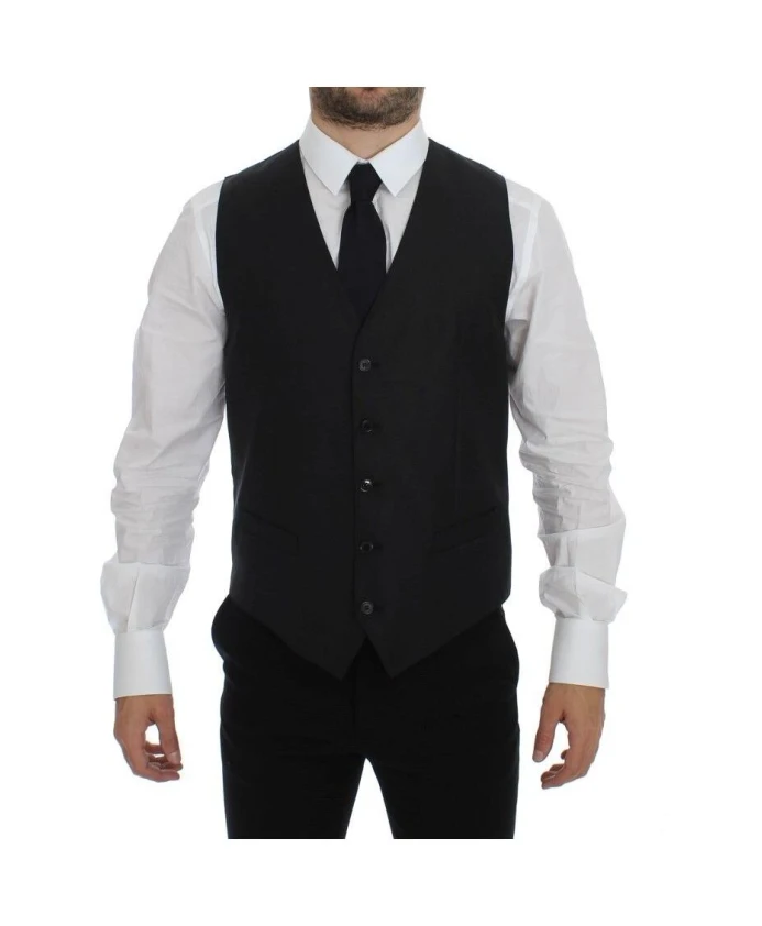 Жилет из серой шерстяно-шелковой смеси Dolce & Gabbana, серый
Жилет из серой шерстяно-шелковой смеси Dolce & Gabbana, серый