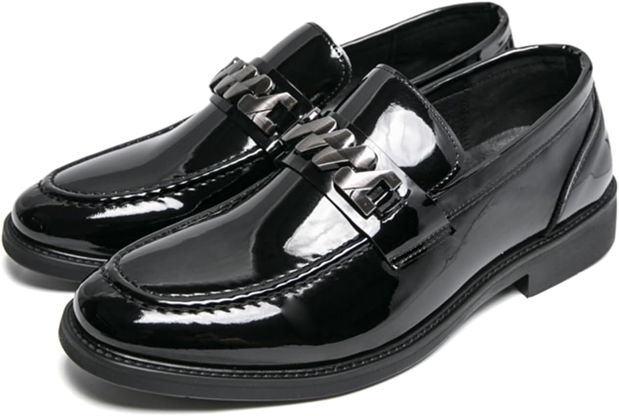 Мужские лоферы QKLMWES из лакированной кожи с цепочкой, без шнуровки, с низким каблуком и заостренным носком, для бизнеса, свиданий, выпускных и официальных мероприятий, черный
Мужские лоферы QKLMWES из лакированной кожи с цепочкой, без шнуровки, с низким каблуком и заостренным носком, для бизнеса, свиданий, выпускных и официальных мероприятий, черный