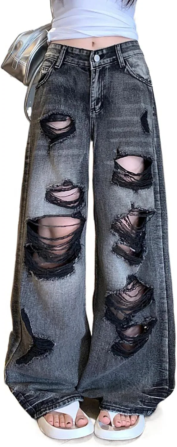 Viatabuna Women’s Ripped Baggy Jeans Y2K High Waist Wide Leg с дырками
Viatabuna Women’s Ripped Baggy Jeans Y2K High Waist Wide Leg с дырками