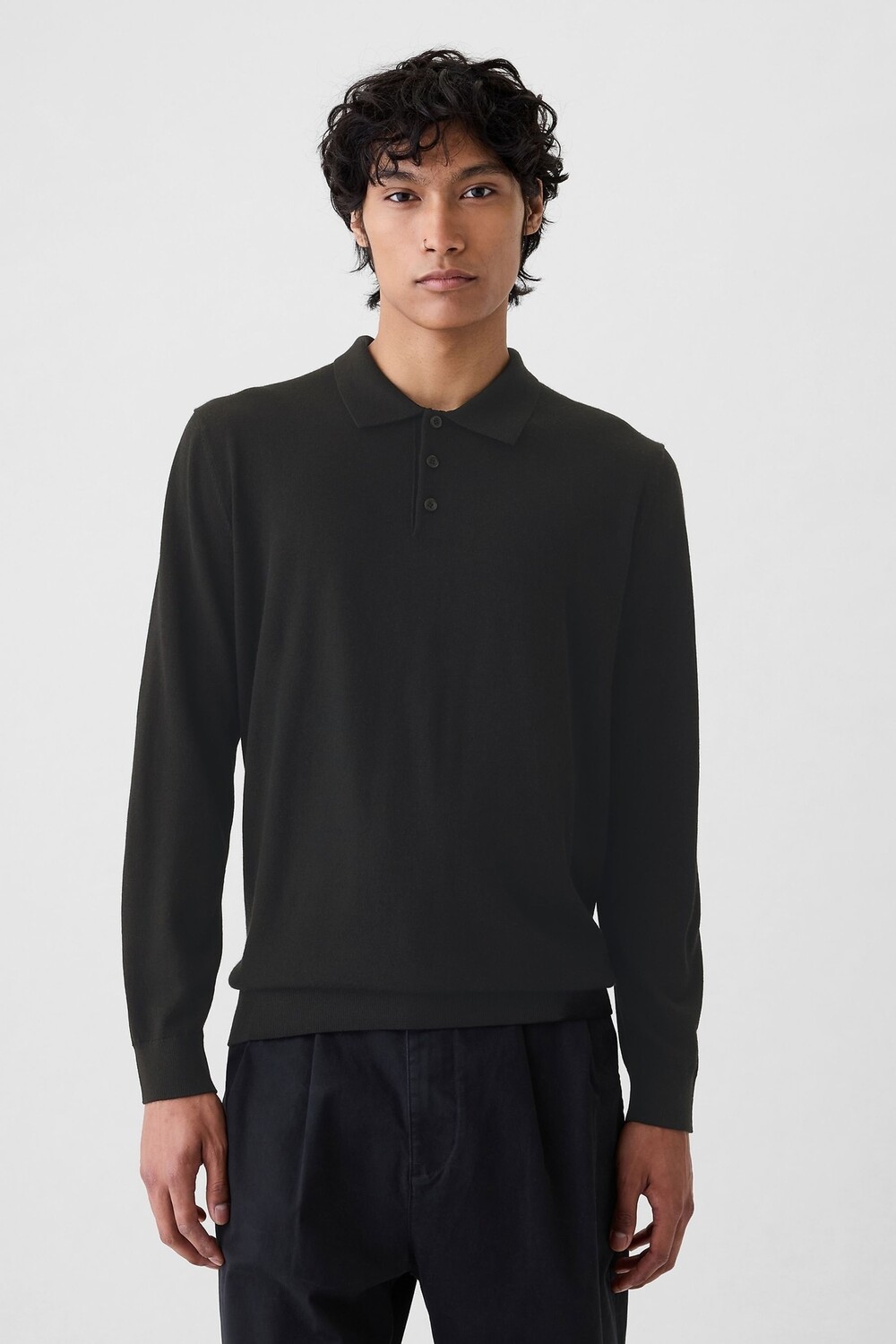 Джемпер поло из мериносовой шерсти Gap, черный
Джемпер поло из мериносовой шерсти Gap, черный