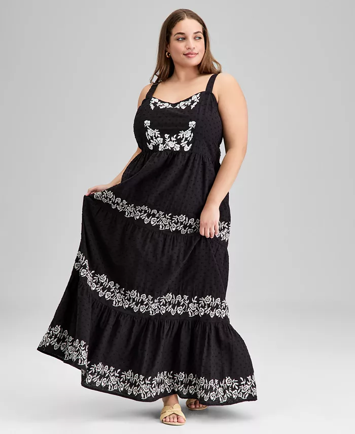 Модное хлопковое платье макси больших размеров с вышивкой в горошек And Now This, черный
Модное хлопковое платье макси больших размеров с вышивкой в горошек And Now This, черный