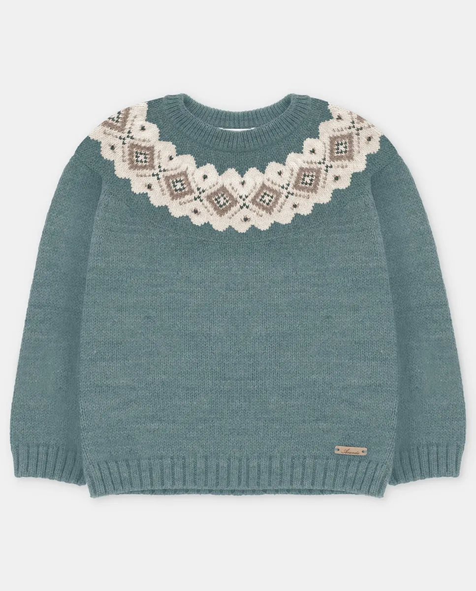 Детский джемпер с контрастной отделкой бутылочно-зеленого цвета Martín Aranda
Детский джемпер с контрастной отделкой бутылочно-зеленого цвета Martín Aranda