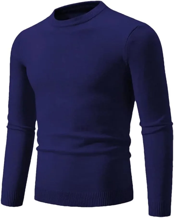 Мужской тонкий вязаный свитер с длинными рукавами и круглым вырезом
Мужской тонкий вязаный свитер с длинными рукавами и круглым вырезом