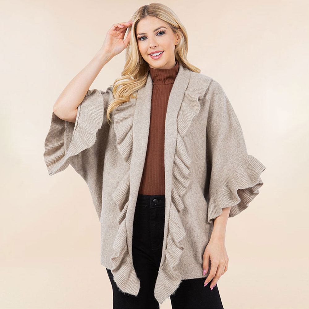 Сплошной пончо-кимоно с рюшами TRUEDAMES, Tan
Сплошной пончо-кимоно с рюшами TRUEDAMES, Tan
