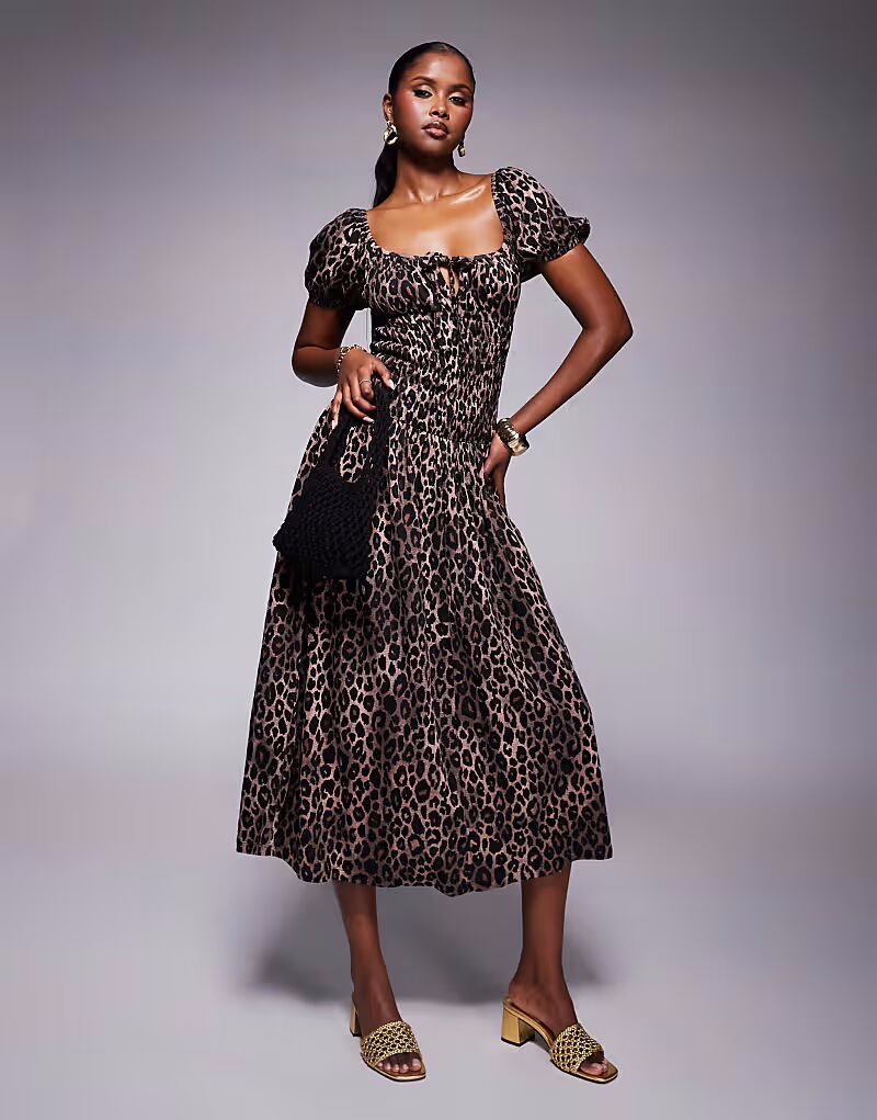 ASOS DESIGN жатое платье-футляр с присборенной талией, рукавами-фонариками, леопардовым принтом
ASOS DESIGN жатое платье-футляр с присборенной талией, рукавами-фонариками, леопардовым принтом