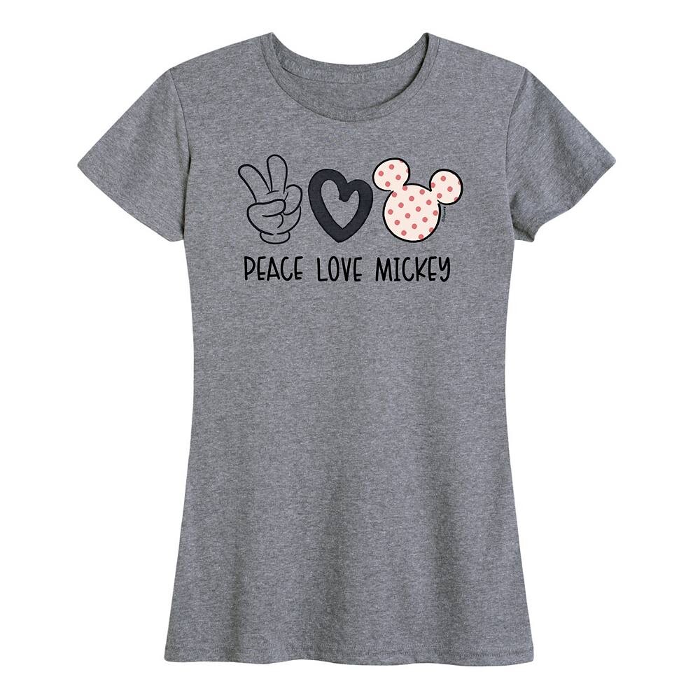 Женская футболка с рисунком Микки Мауса Disney's Peace Love, цвет Heather Gray
Женская футболка с рисунком Микки Мауса Disney's Peace Love, цвет Heather Gray