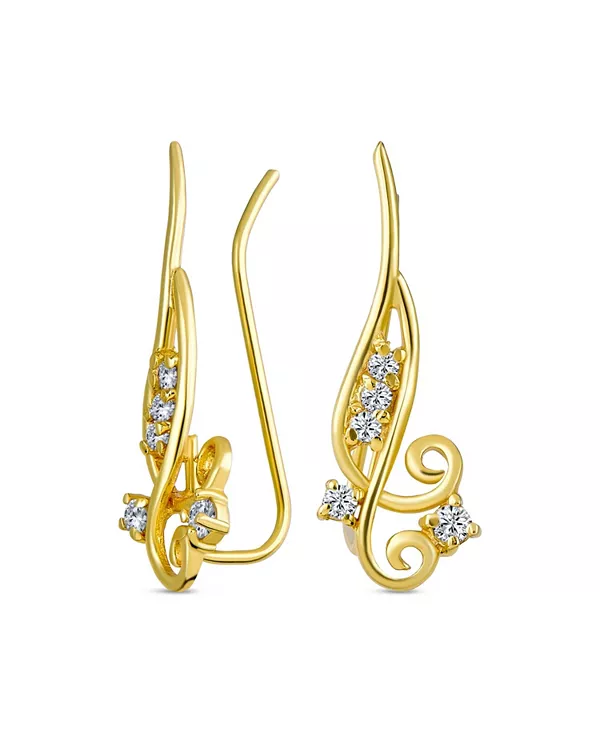 Модные серьги-каффы с завитками, фиксирующие хрящ, из стерлингового серебра с покрытием из 14-каратного золота Bling Jewelry, gold
Модные серьги-каффы с завитками, фиксирующие хрящ, из стерлингового серебра с покрытием из 14-каратного золота Bling Jewelry, gold