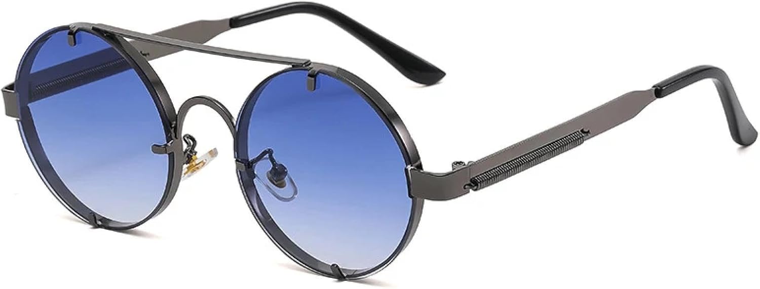 Солнцезащитные очки с защитой от УФ-излучения UV400 | Круглая металлическая оправа в стиле панк | Для женщин и мужчин, для занятий спортом на открытом воздухе и вождения DSVIGF, Gun Blue
Солнцезащитные очки с защитой от УФ-излучения UV400 | Круглая металлическая оправа в стиле панк | Для женщин и мужчин, для занятий спортом на открытом воздухе и вождения DSVIGF, Gun Blue