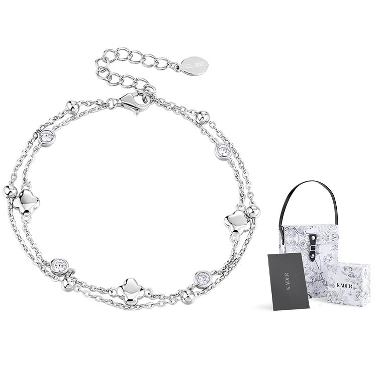 KADER Счастливый браслет из серебра S925 серии Четырехлистный клевер Lucky Four Leaf Clover Series для женщин в белой коробке на удачу
KADER Счастливый браслет из серебра S925 серии Четырехлистный клевер Lucky Four Leaf Clover Series для женщин в белой коробке на удачу