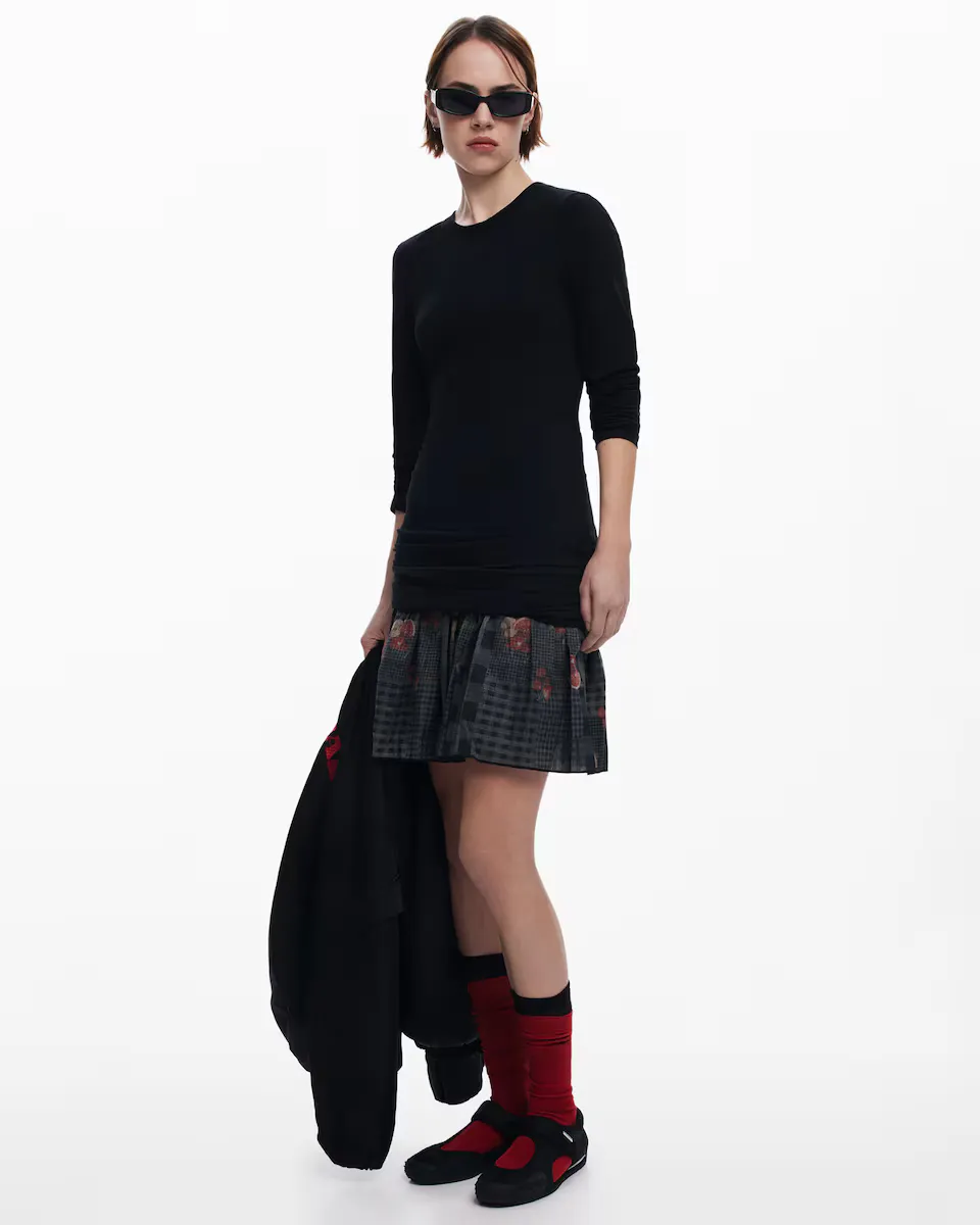 Платье с эффектом двойного кроя Desigual, черный 
Платье с эффектом двойного кроя Desigual, черный