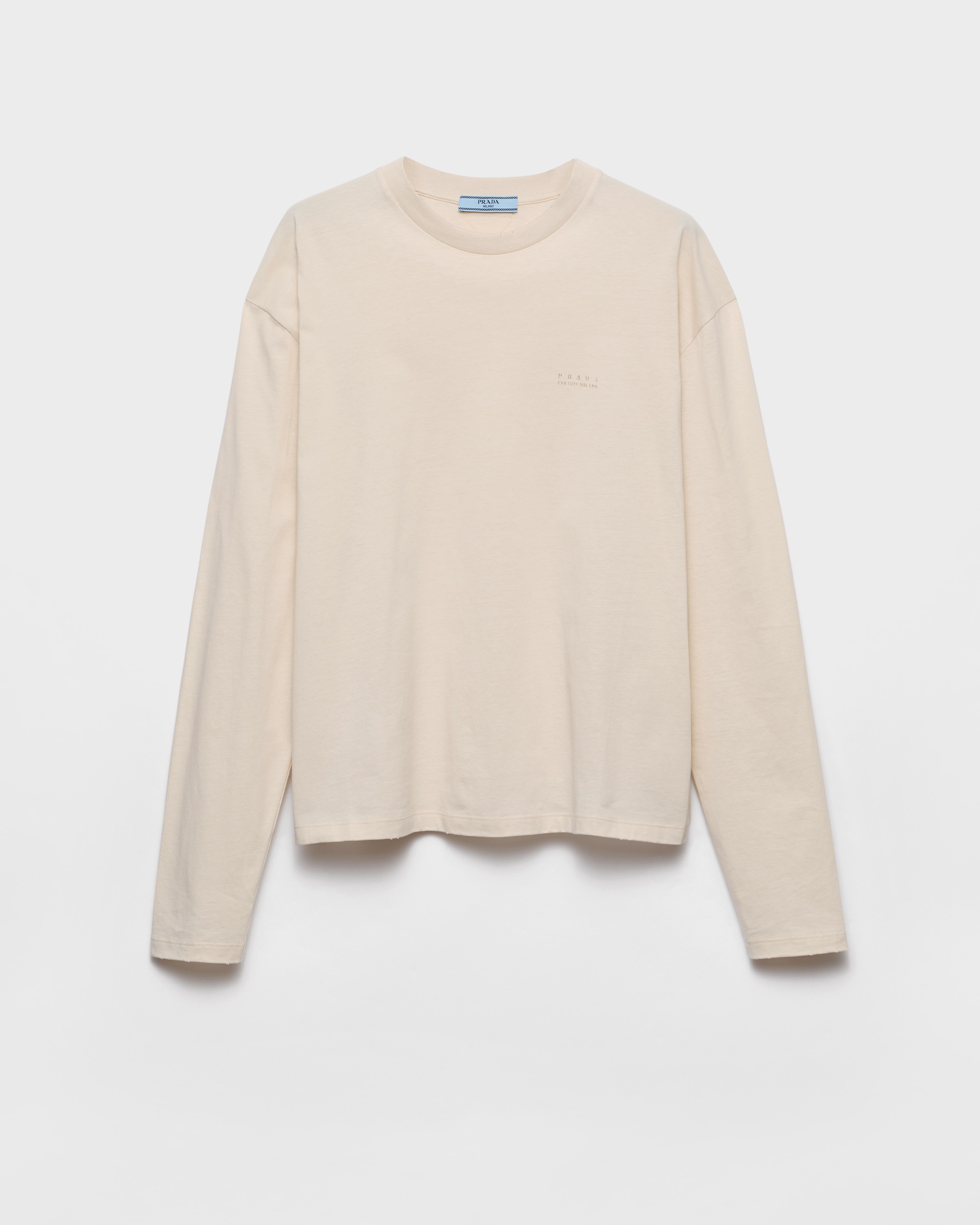 Футболка из хлопкового трикотажа с длинными рукавами Prada, мел
Футболка из хлопкового трикотажа с длинными рукавами Prada, мел