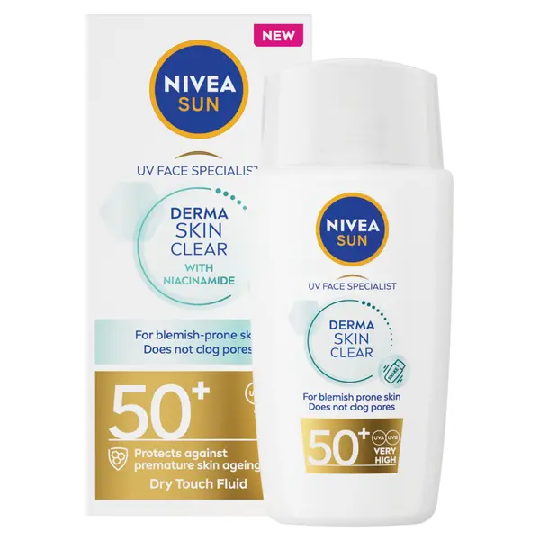 Флюид для лица с spf50, 40 мл Nivea Sun uv face derma skin clear
Флюид для лица с spf50, 40 мл Nivea Sun uv face derma skin clear
