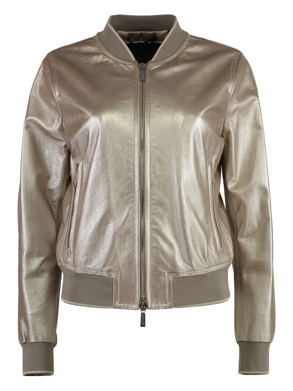 Куртка-бомбер из кожи с металлическим эффектом Moorer, серый 
Куртка-бомбер из кожи с металлическим эффектом Moorer, серый