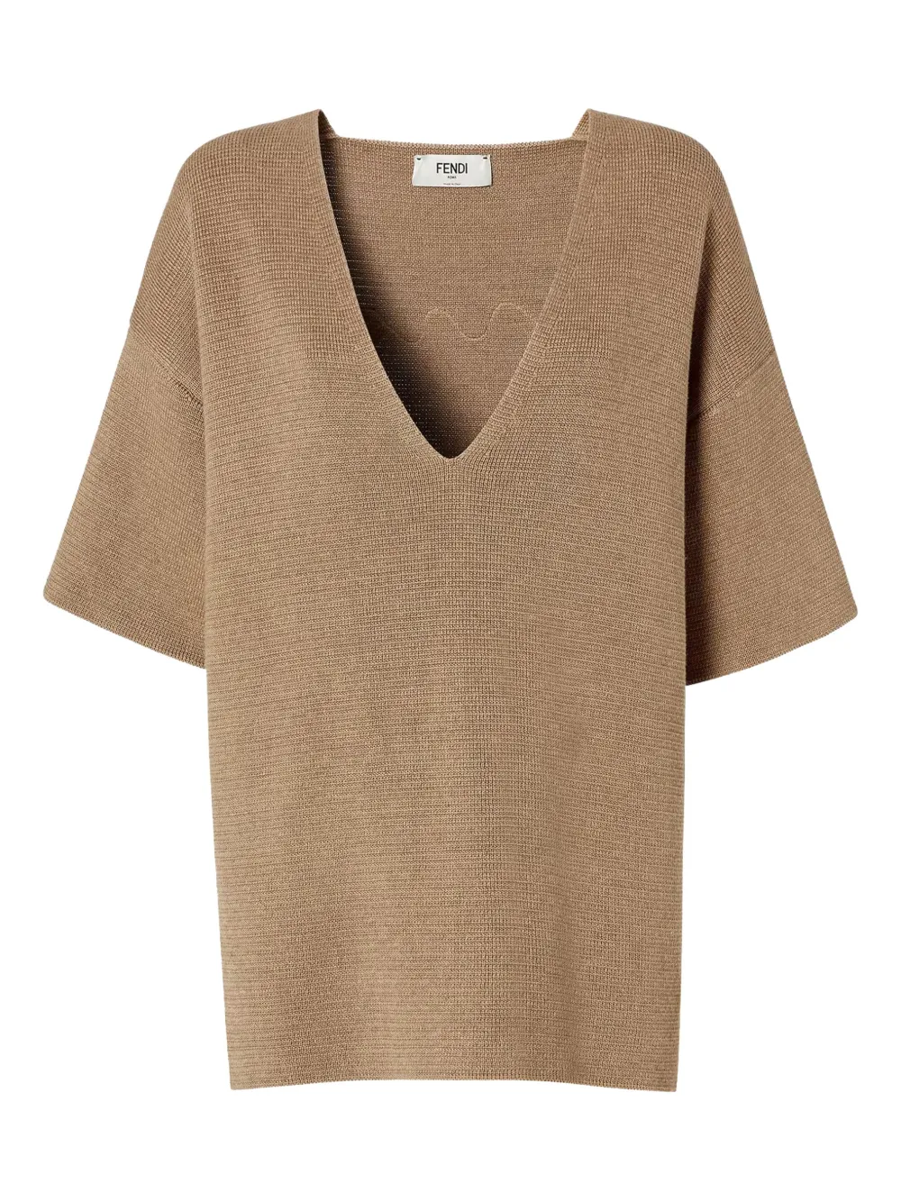 Вышитый топ с V-образным вырезом FENDI, коричневый
Вышитый топ с V-образным вырезом FENDI, коричневый