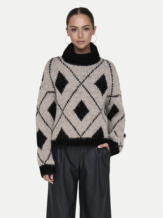 Свитер свободного кроя с высоким воротником Jdy, бежевый 
Свитер свободного кроя с высоким воротником Jdy, бежевый