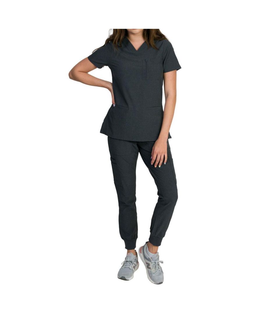 Женский медицинский комплект Fleur Stretch с топом на молнии с нагрудным карманом и джоггерами с трикотажными ребристыми манжетами Medgear, Heather charcoal
Женский медицинский комплект Fleur Stretch с топом на молнии с нагрудным карманом и джоггерами с трикотажными ребристыми манжетами Medgear, Heather charcoal