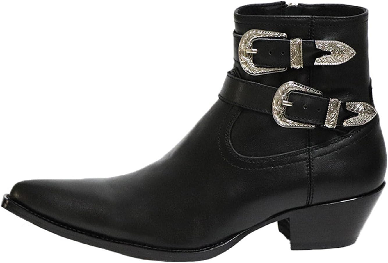 Мужские вестерн-ботинки Chelsea Santimon - верх из натуральной кожи или замши, ковбойские ботильоны с двойными пряжками и боковой молнией для вечеринок, концертов, фестивалей и повседневной носки, черный
Мужские вестерн-ботинки Chelsea Santimon - верх из натуральной кожи или замши, ковбойские ботильоны с двойными пряжками и боковой молнией для вечеринок, концертов, фестивалей и повседневной носки, черный