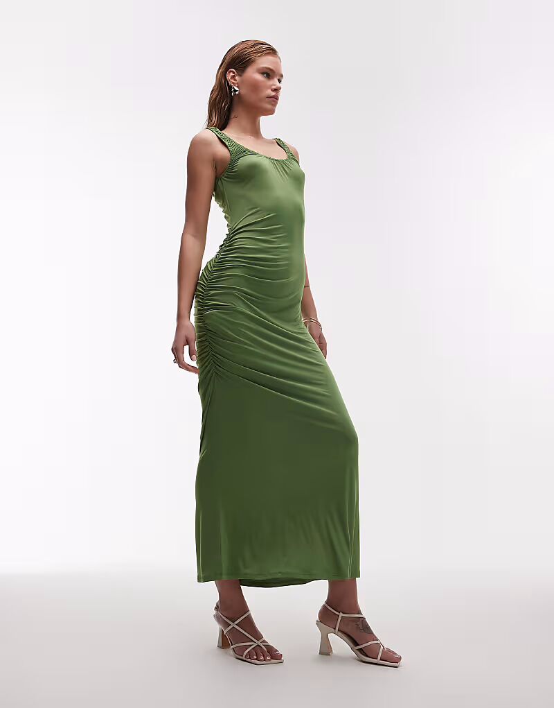 Платье макси Topshop облегающего кроя с круглым вырезом зеленого цвета
Платье макси Topshop облегающего кроя с круглым вырезом зеленого цвета