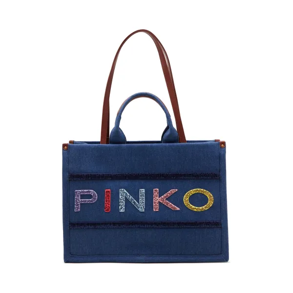 Джинсовая сумка-шоппер с вышивкой логотипа Pinko, синий
Джинсовая сумка-шоппер с вышивкой логотипа Pinko, синий